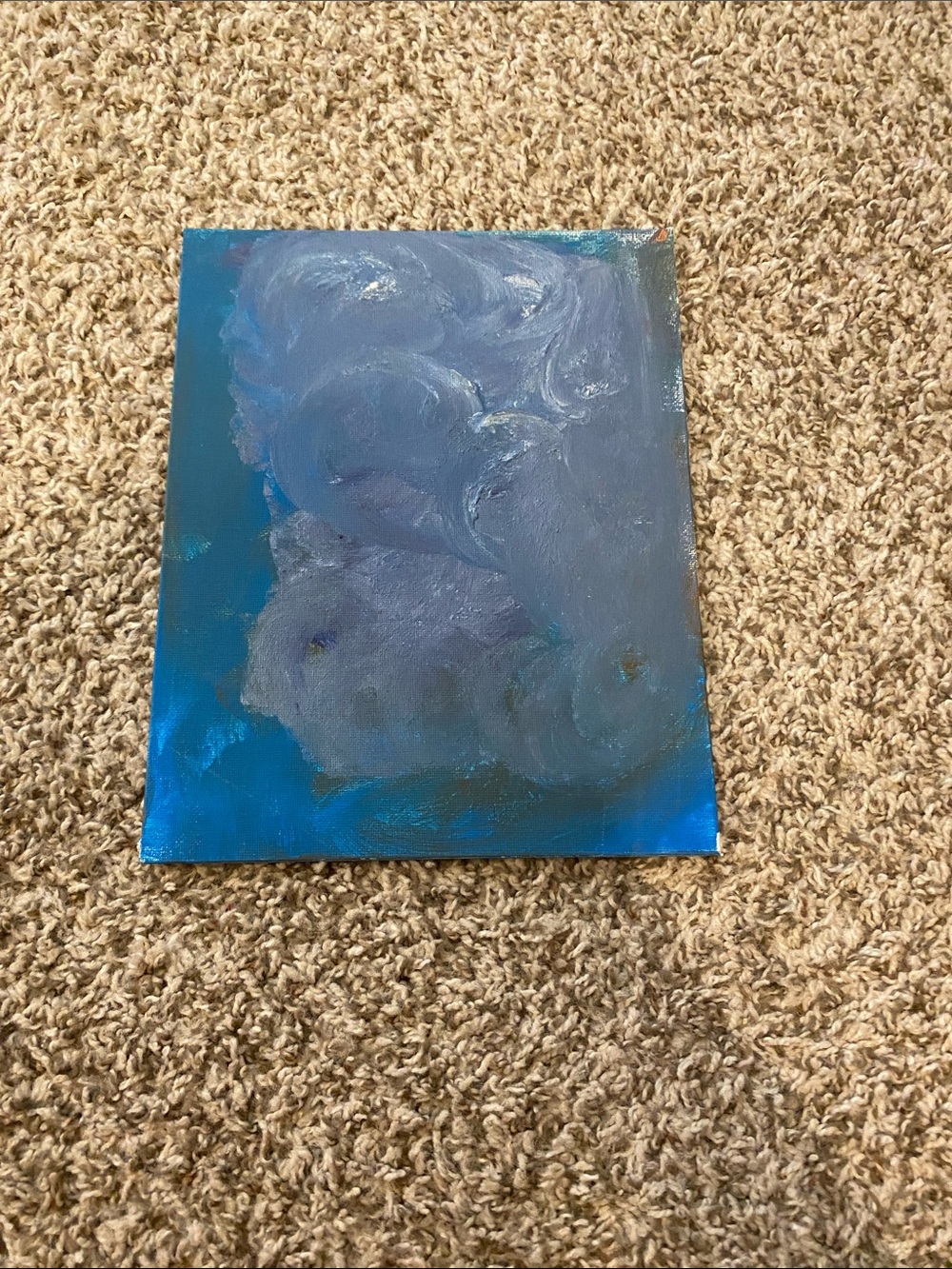 Abstract Blue and Gray Swirl Canvas Painting - Home Art